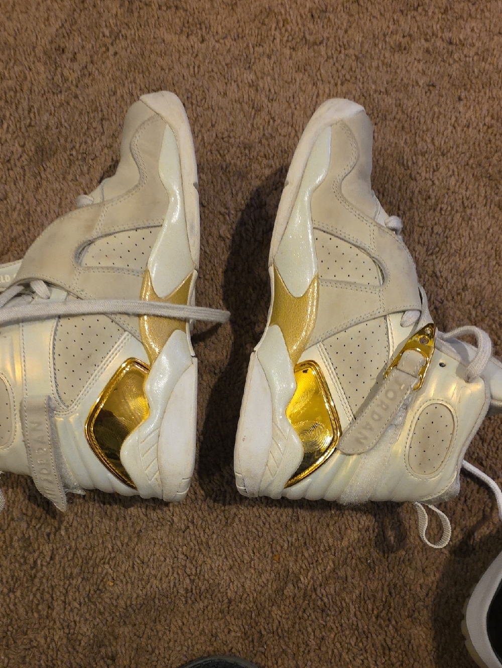 Jordan White and Gold Interior-Labeled Sneaker